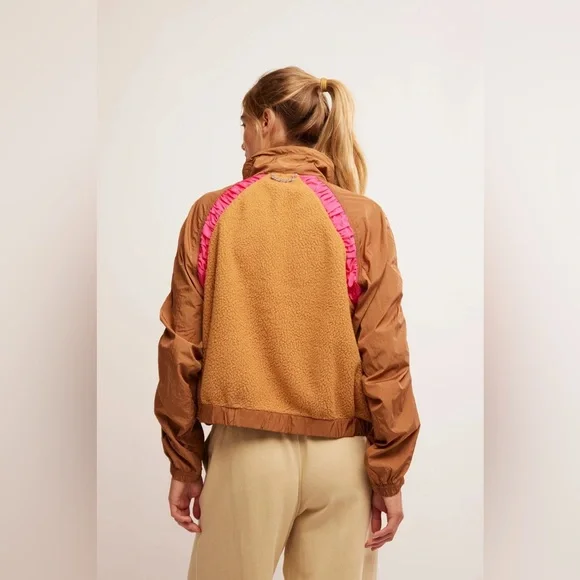 Free people Amelia zip up fleece - Camel/Malibu Combo - Picture 2 of 3
